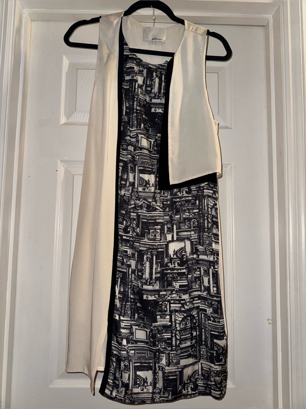 3.1 Phillip Lim NWT Silk Postcard Print Asymmetric Dress (peekaboo panel dress)